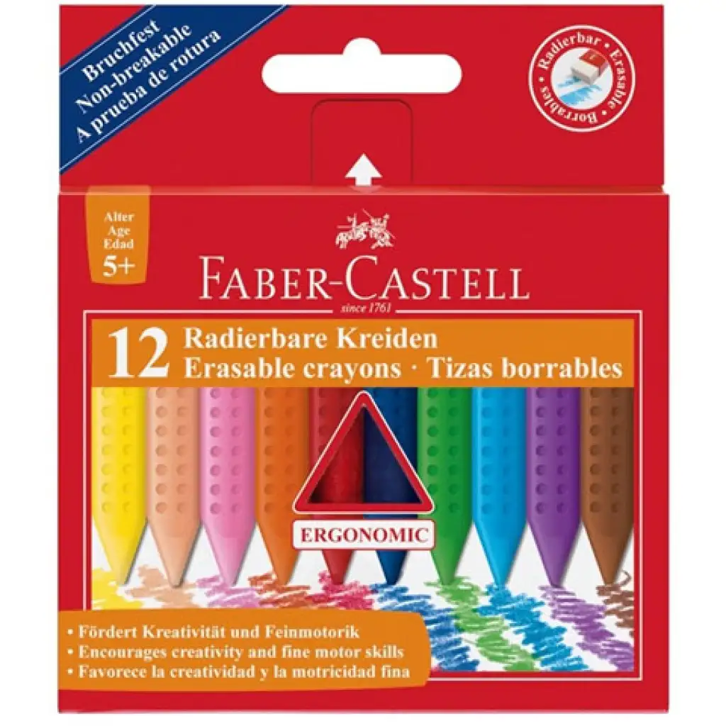 Zmywalne kredki woskowe zestaw 12 sztuk - Faber-Castell kép 1