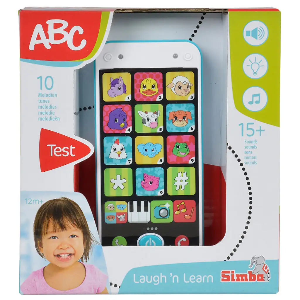 ABC smartfon w kolorze biało-niebieskim ze światłem i dźwiękiem, 13 cm – Simba Toys kép 2