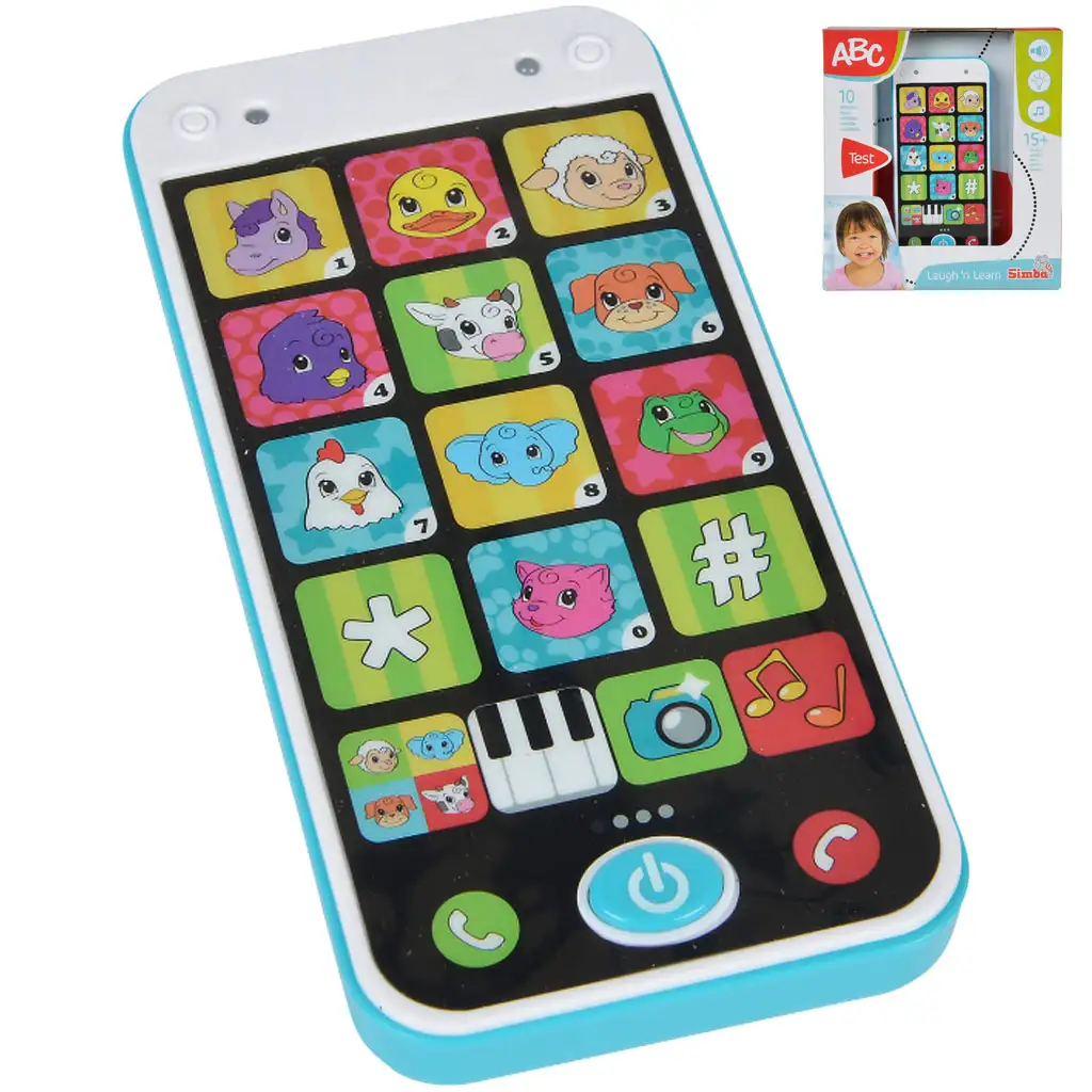 ABC smartfon w kolorze biało-niebieskim ze światłem i dźwiękiem, 13 cm – Simba Toys kép 1