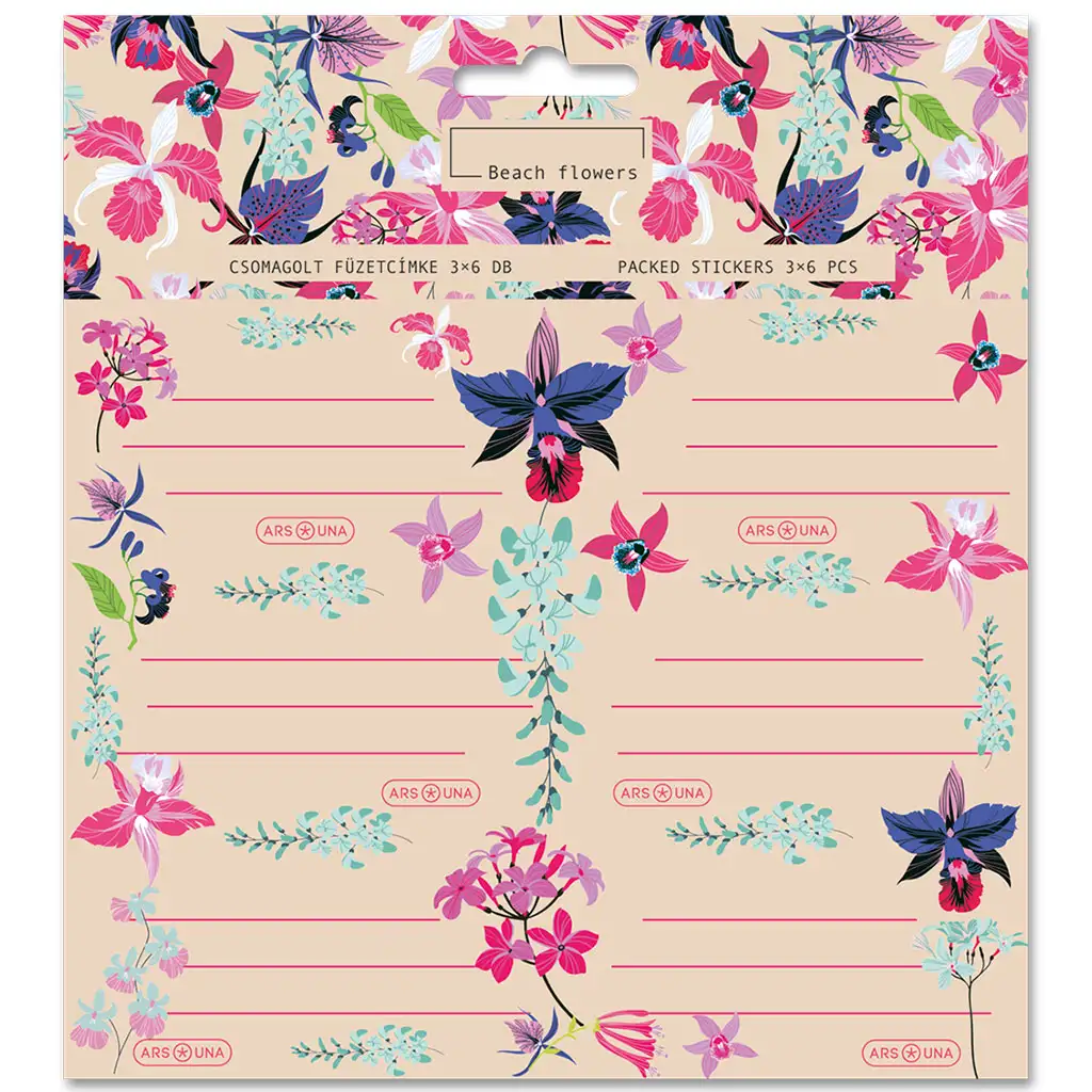 Ars Una: Beach Flowers zapakowane etykiety na zeszyty 3x6 szt. kép 1