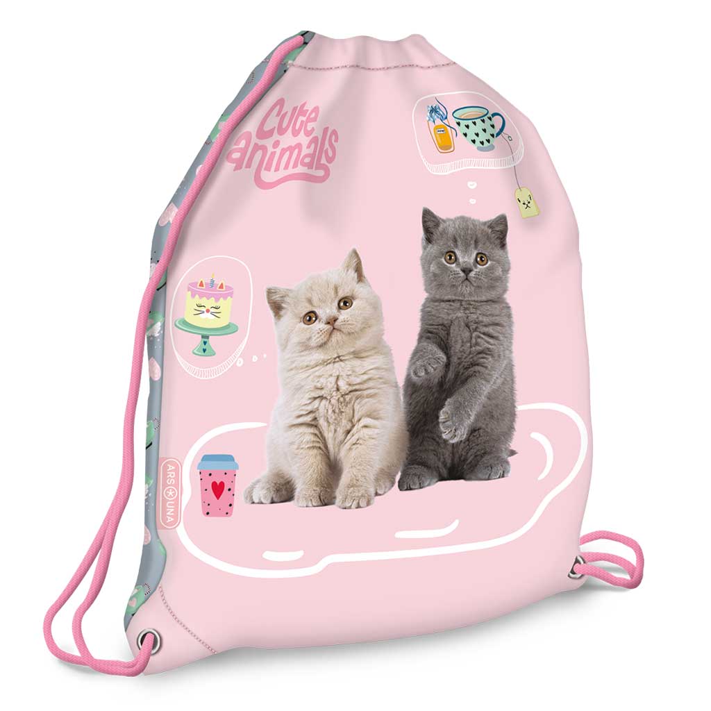 Ars Una: Cute Animals Tea Party plecak-worek z kotami, worek sportowy 32x42 cm kép 1