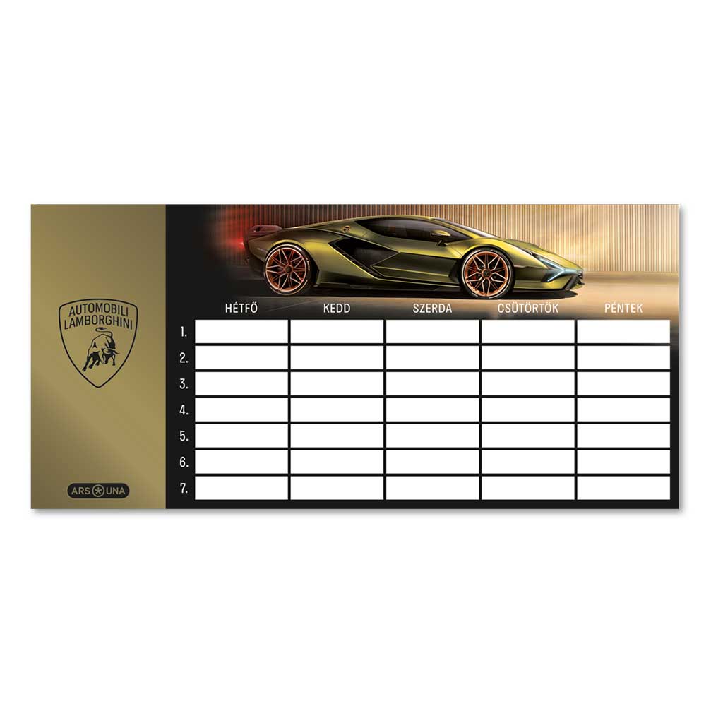 Ars Una: Lamborghini w kolorze złotym, jednostronicowy, dwustronny plan lekcji kép 1