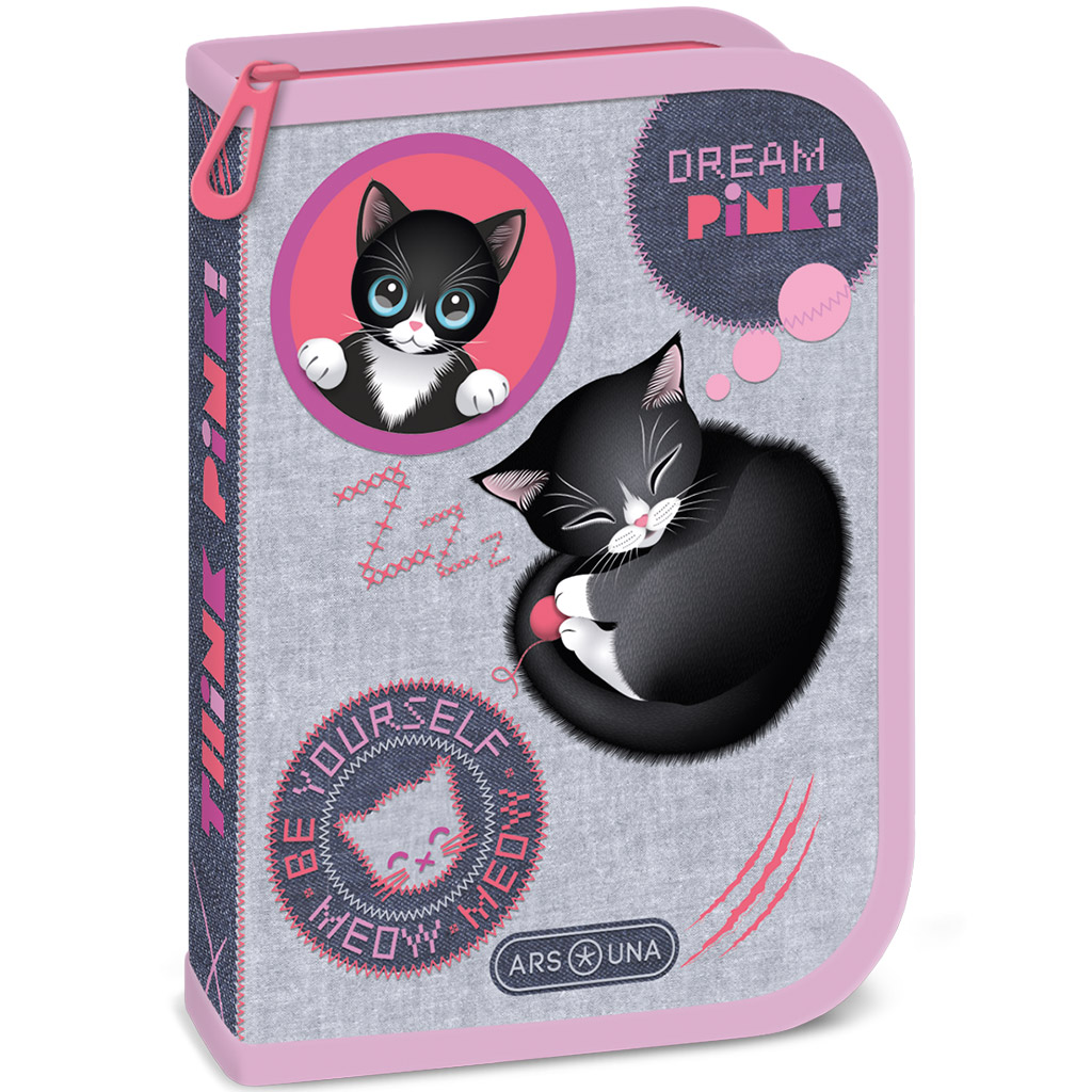 Ars Una: Think Pink koci kształtowany piórnik 12,8x19,3x3,6 cm kép 1