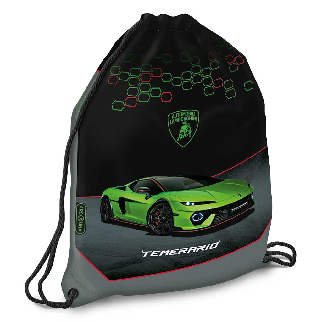 Ars Una: Zielony worek gimnastyczny/torba sportowa z motywem Lamborghini, 32x42 cm kép 1
