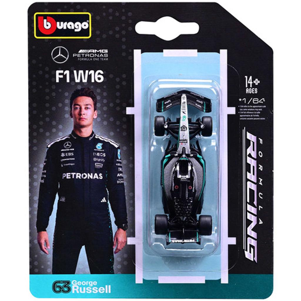 Bburago: Mercedes-AMG Petronas F1 W16 F1 (2025/) samochód wyścigowy metalowy model 1/64 (George Russel #68) kép 1