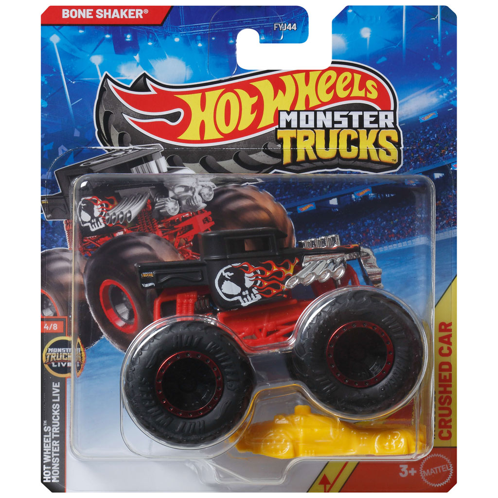 Hot Wheels Monster Trucks: Bone Shaker czerwony monster samochód 1/64 - Mattel kép 1
