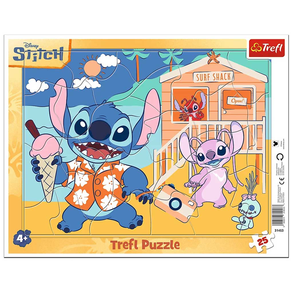 Disney Stitch na plaży 25-elementowe puzzle z ramką - Trefl kép 1