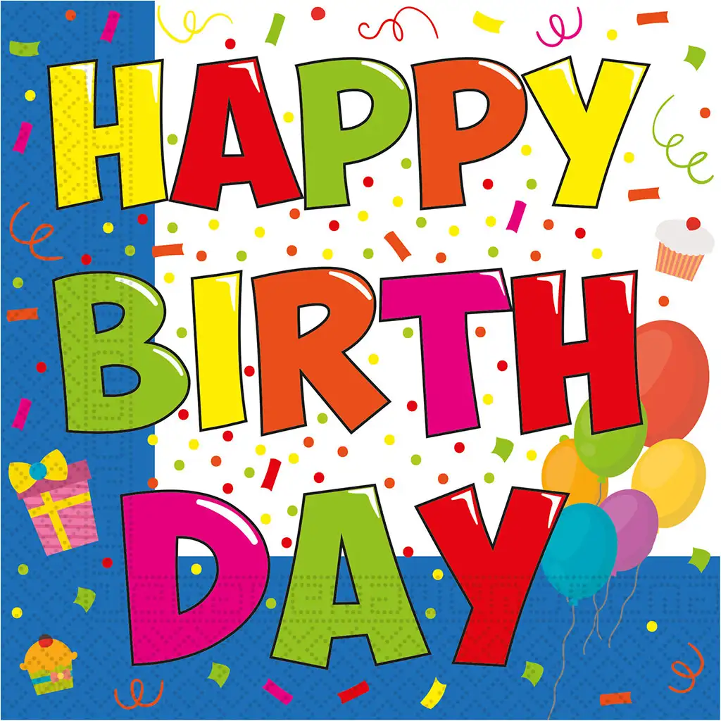 "Happy Birthday" zestaw serwetek papierowych – 2-warstwowe, 33x33 cm, 20szt kép 1