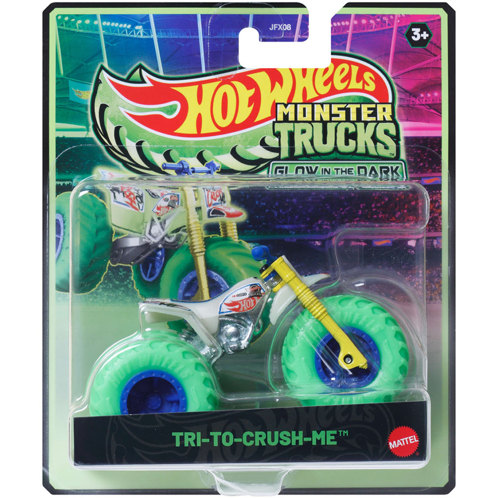 Hot Wheels Monster Trucks: Try-To-Crush-Me świecący w ciemności samochodzik 1/64 - Mattel kép 1