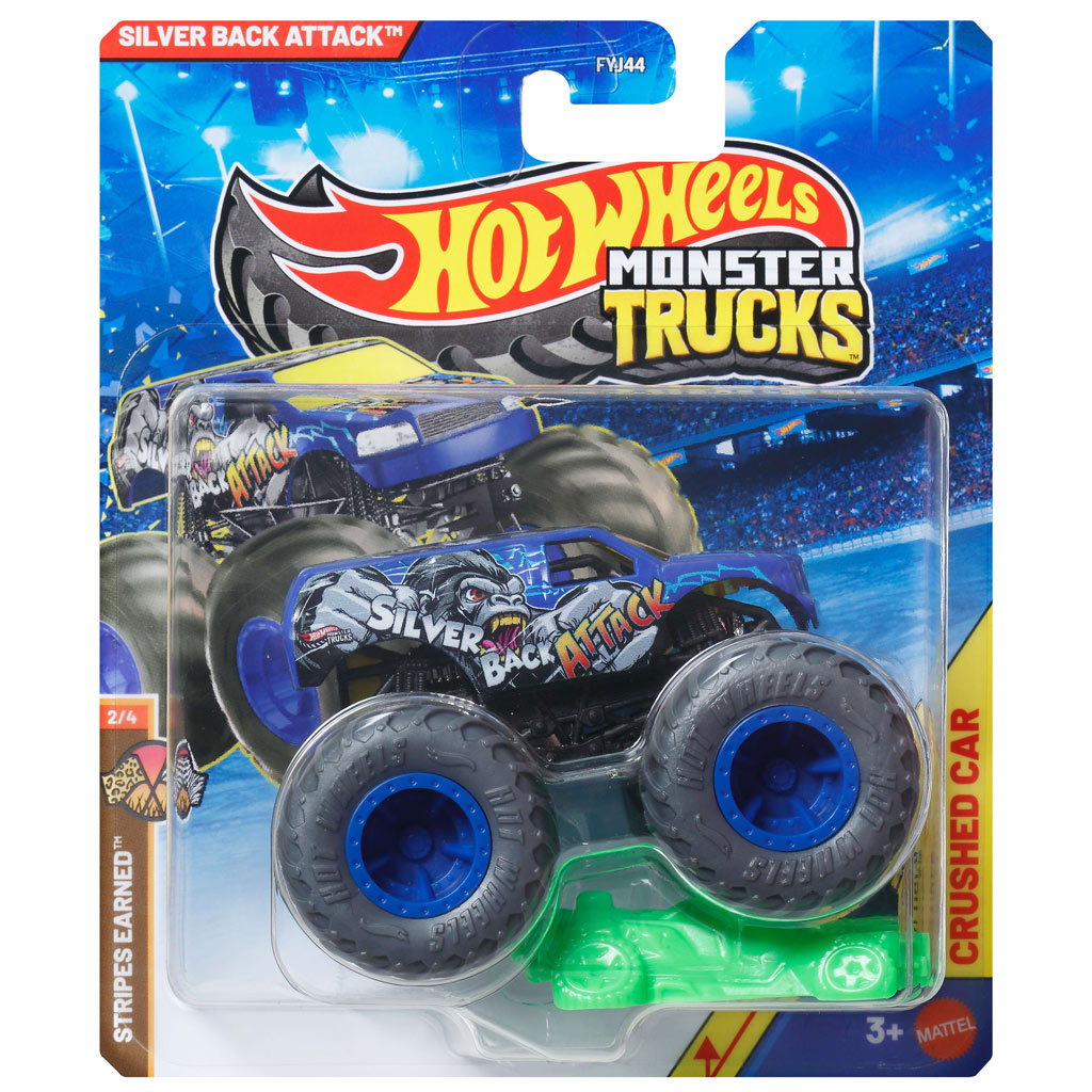 Hot Wheels Monster Trucks: Silver Back Attack samochód monster 1/64 - Mattel kép 1