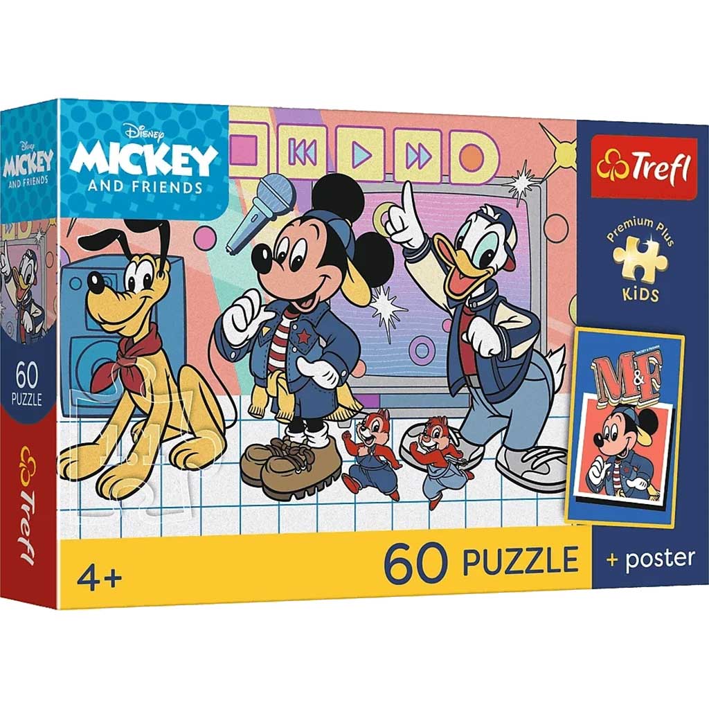 Disney Myszka Miki i przyjaciele - premiumowe pluszowe puzzle dla dzieci, 60 elementów, z plakatem - Trefl kép 1