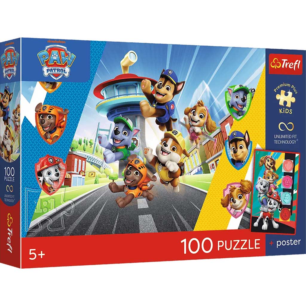 Psi Patrol puzzle 100 elementów z plakatem UFT - Trefl kép 1