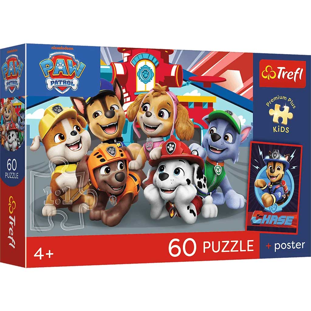 Psi Patrol 60-elementowe puzzle Premium Plus dla dzieci z plakatem - Trefl kép 1