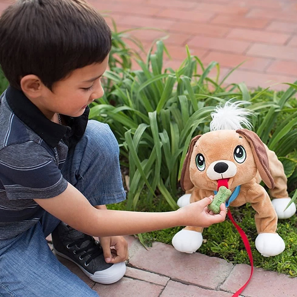 Peppy Pups: Brązowy pluszowy piesek z smyczą 28cm kép 2