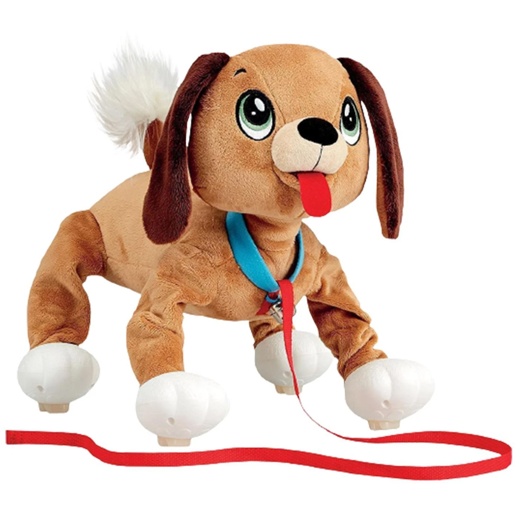 Peppy Pups: Brązowy pluszowy piesek z smyczą 28cm kép 1