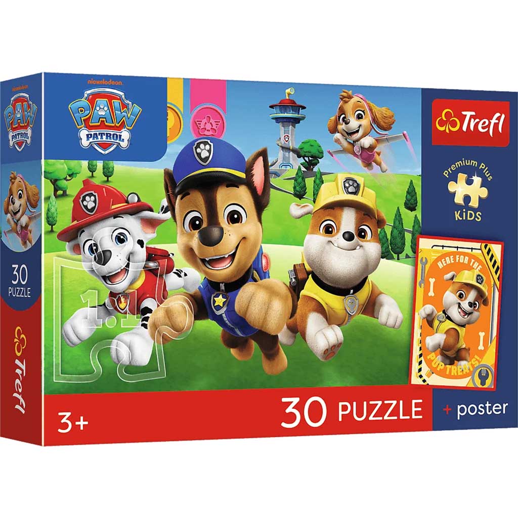 Psi Patrol 30-elementowe puzzle Premium Plus z plakatem dla dzieci - Trefl kép 1