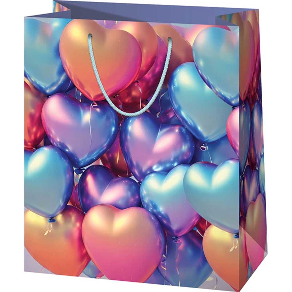 Torba prezentowa w dużym rozmiarze z wzorem serc 26x13x33cm kép 1