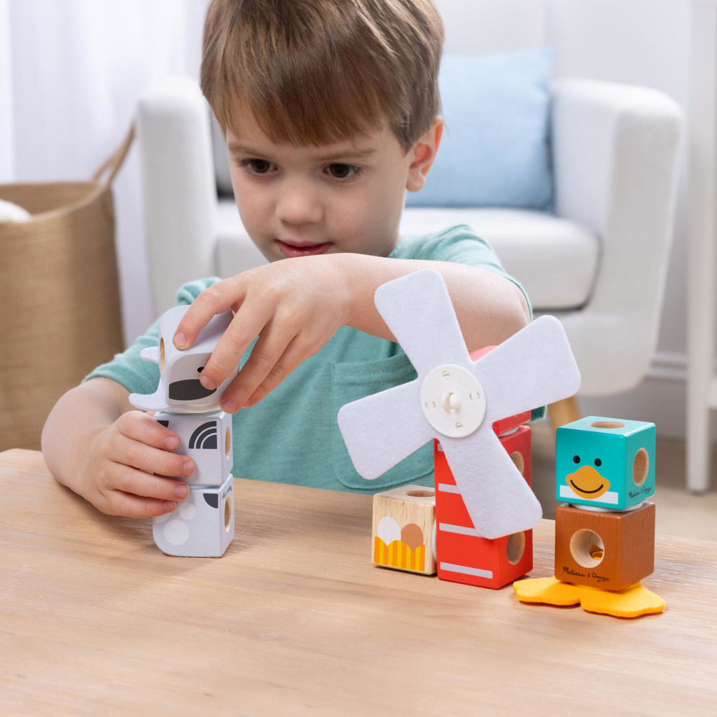 Blockables: Przyjaciele farmy drewniana zabawka konstrukcyjna - Melissa & Doug kép 3