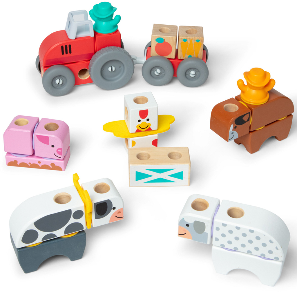 Blockables: Drewniana zabawka konstrukcyjna Farm - Melissa & Doug kép 2