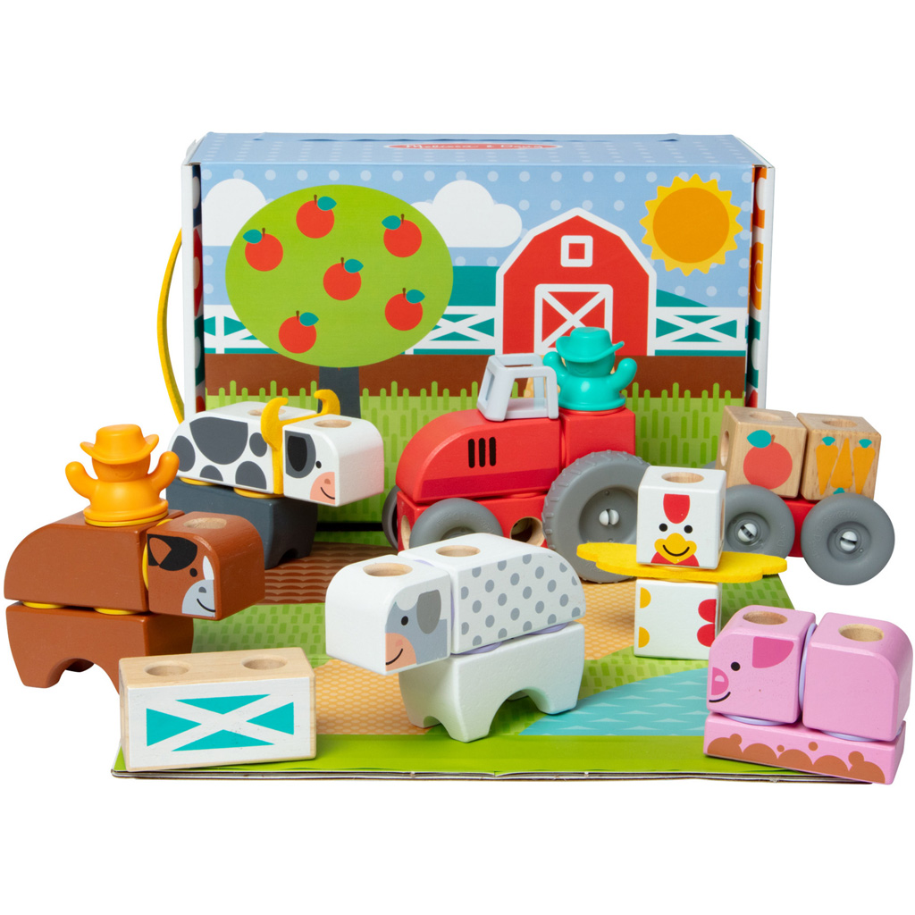 Blockables: Drewniana zabawka konstrukcyjna Farm - Melissa & Doug kép 1