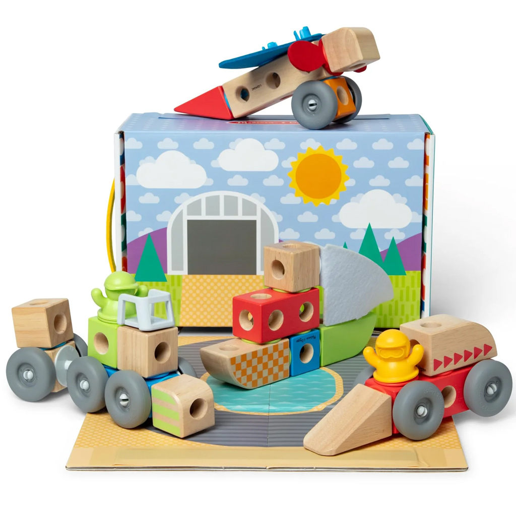 Blockables: Pojazdy drewniane zabawki konstrukcyjne - Melissa & Doug kép 2