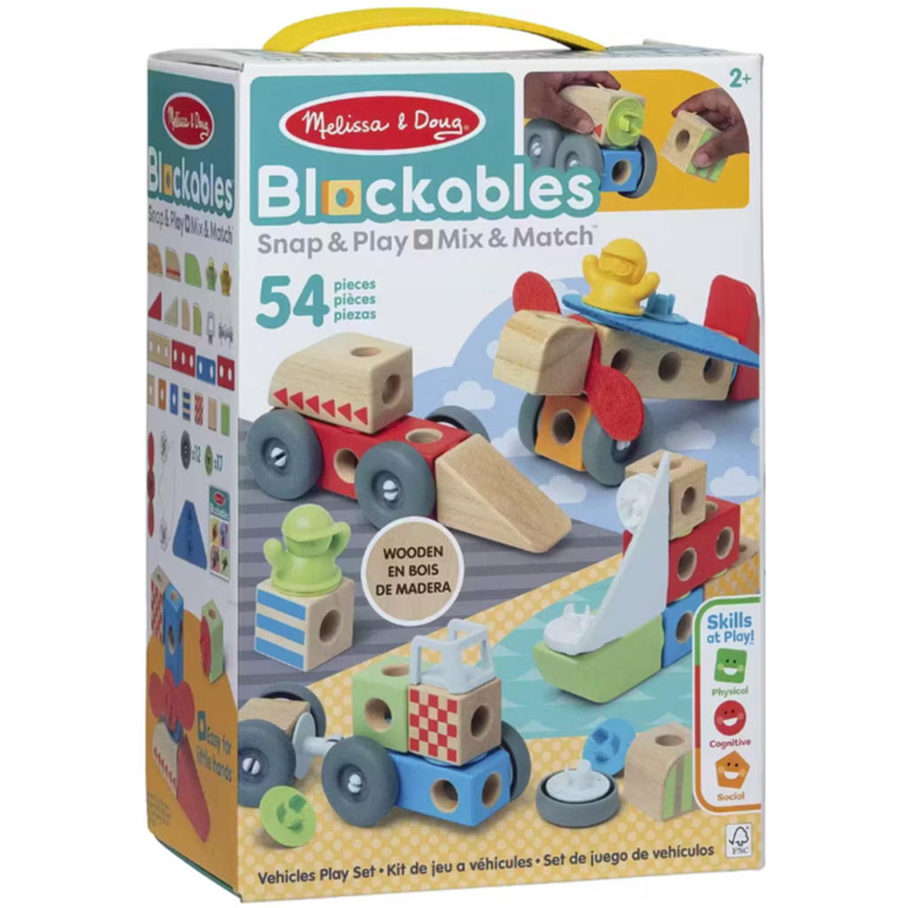 Blockables: Pojazdy drewniane zabawki konstrukcyjne - Melissa & Doug kép 1