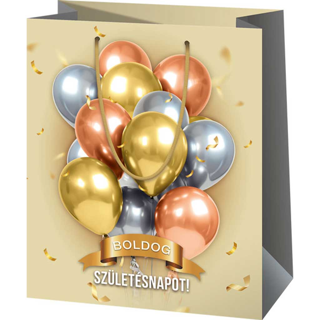 Szczęśliwego Dnia Urodzin! torba prezentowa z balonami dużych rozmiarów 26x13x33cm kép 1