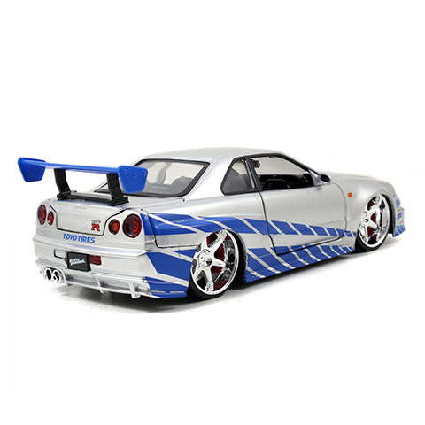 Szybcy i wściekli: Model samochodu Brian's 2002 Nissan Skyline GT-R (BNR34) 1/24 - Simba Toys kép 3