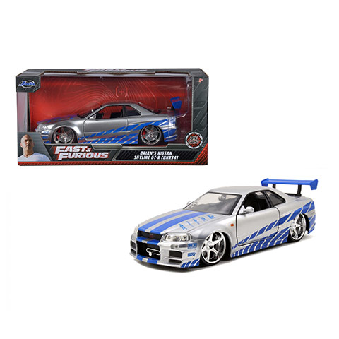 Szybcy i wściekli: Model samochodu Brian's 2002 Nissan Skyline GT-R (BNR34) 1/24 - Simba Toys kép 1
