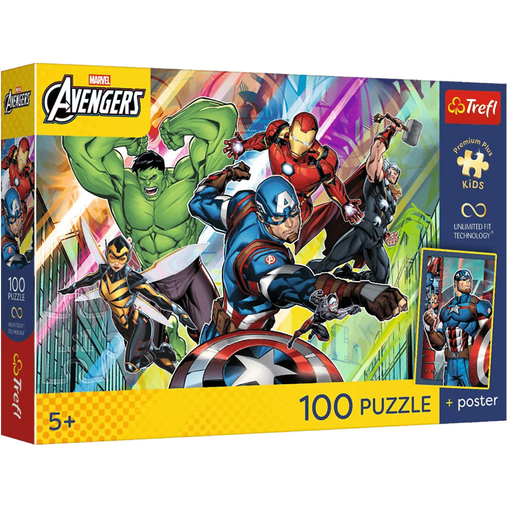 Puzzle Marvel Avengers Moc i siła 100 elementów - Trefl kép 1