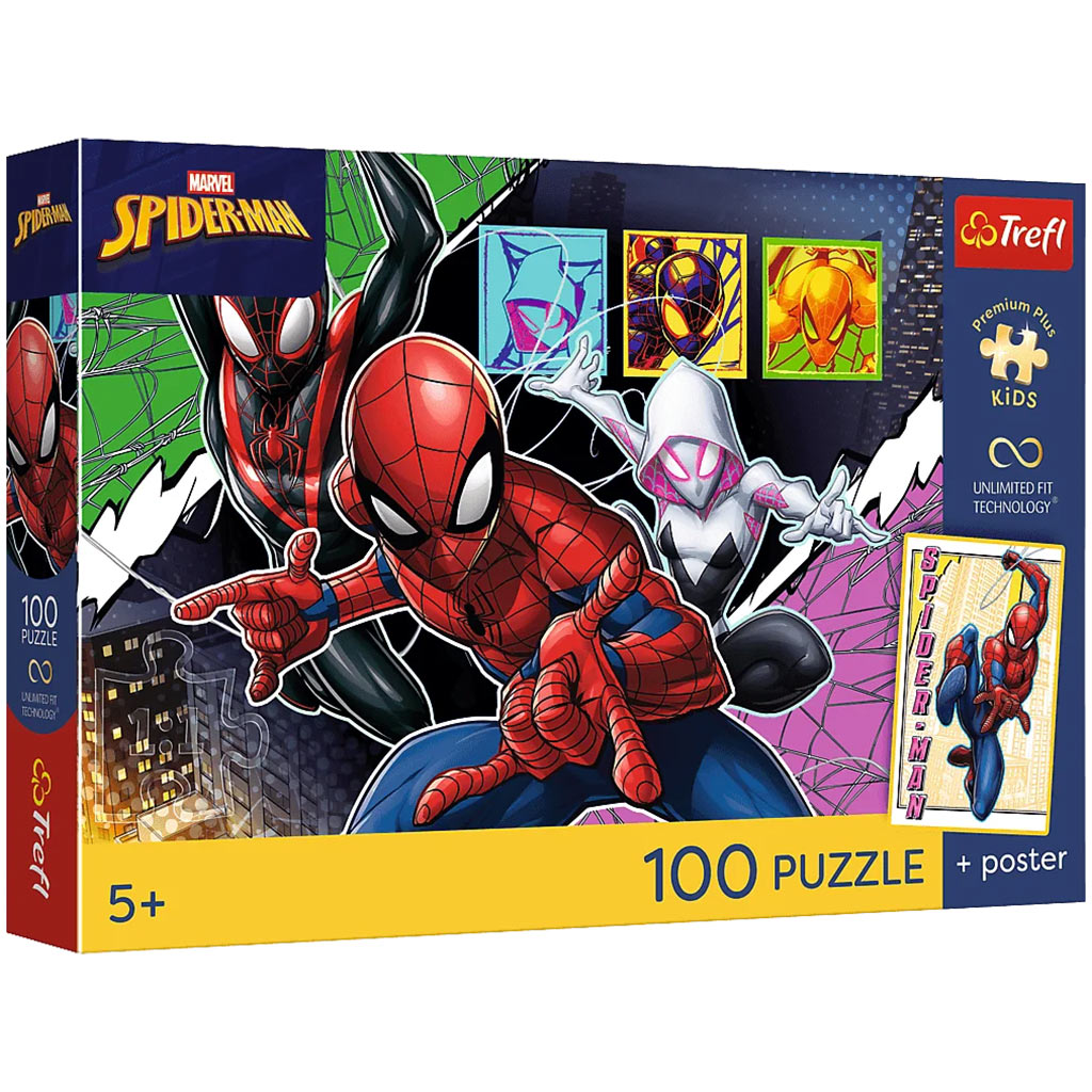 Marvel Spider-Man Bohaterska pajęczyna 100-elementowe puzzle - Trefl kép 1