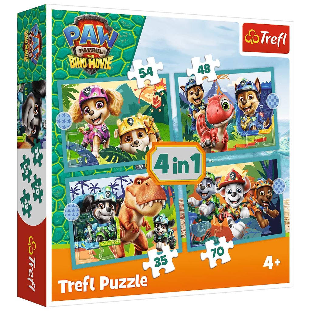 Paw Patrol przygody na wyspie dinozaurów 4 w 1 puzzle zestaw - Trefl kép 1