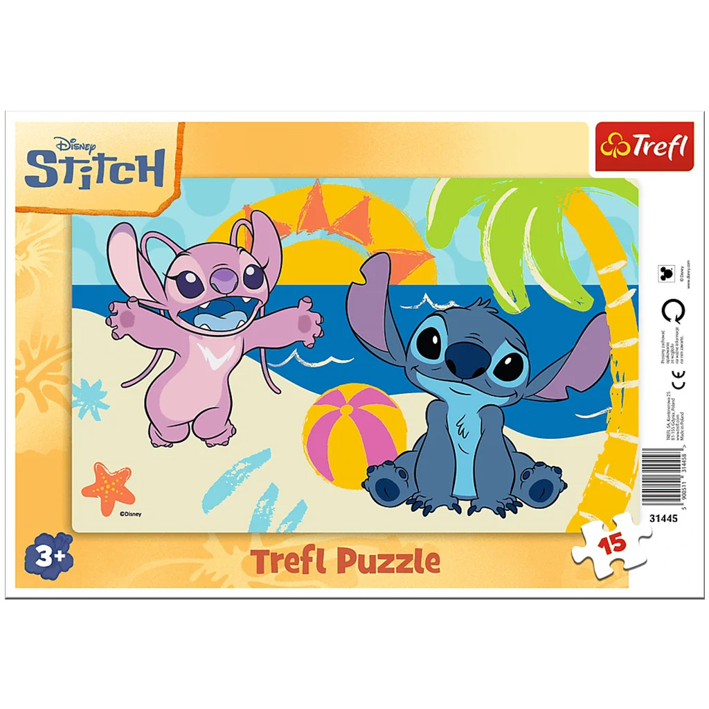 Disney Stitch przygoda na plaży 15-elementowa układanka w ramce - Trefl kép 1