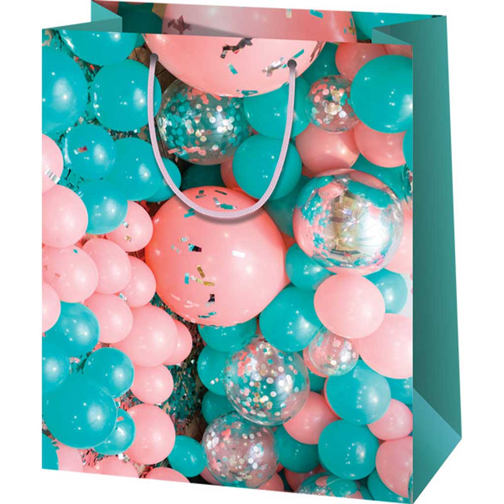 Wielokolorowa torba prezentowa w balony w średnim rozmiarze 18x10x23cm kép 1