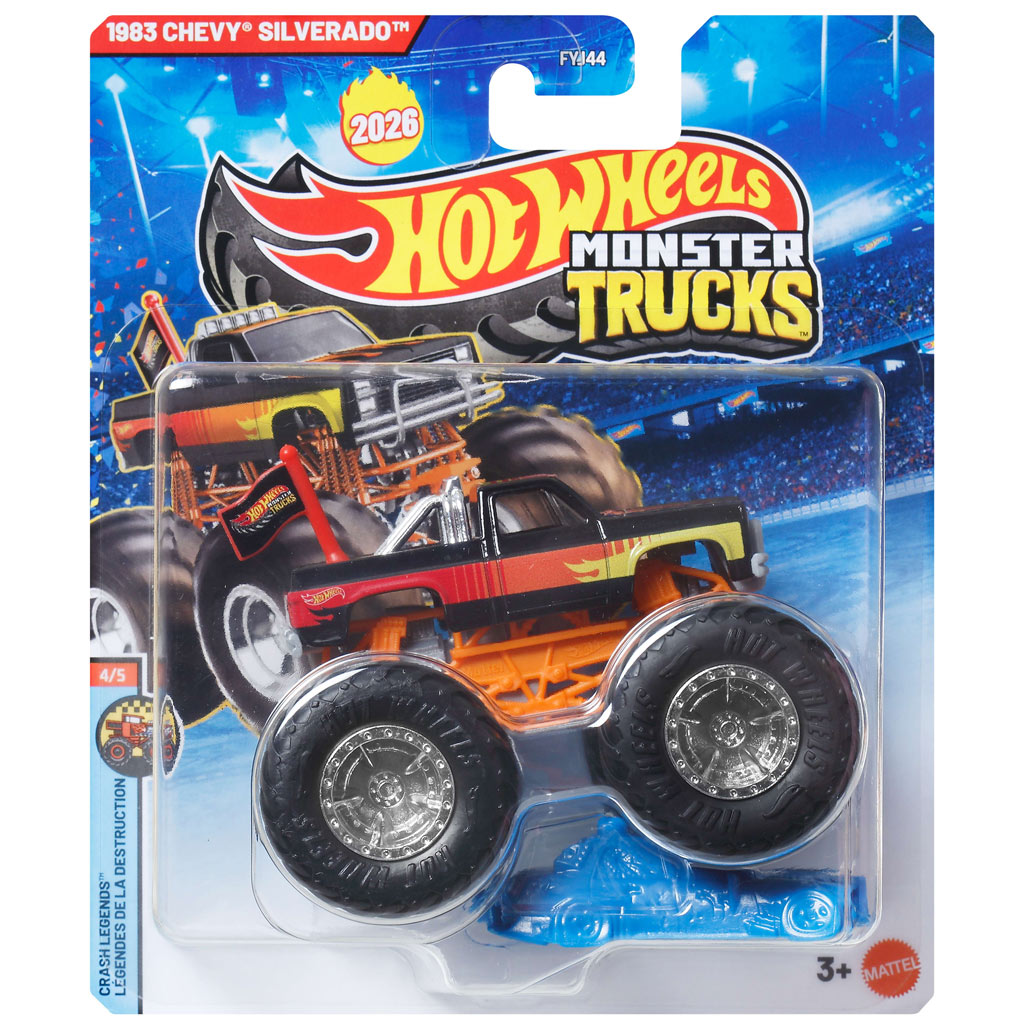 Hot Wheels Monster Trucks: 1983 Chevy Silverado samochód potwór 1/64 - Mattel