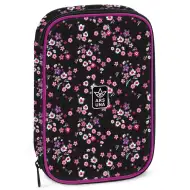 Ars Una: Pearl Blossom Black kwiecisty wielopoziomowy piórnik 15,5x22,5x4,5cm