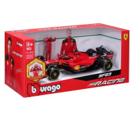 Bburago: Ferrari SF23 F1 metalowy model samochodu wyścigowego z kierowcą 1/24 (Charles Leclerc #16)