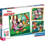 Disney Myszka Miki i Przyjaciele 3x48 elementów Supercolor puzzle - Clementoni