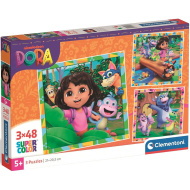 Dora odkrywczyni 3x48-elementowe puzzle Supercolor - Clementoni
