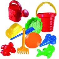 Duży zestaw do piaskownicy z falistym wiaderkiem 10-częściowy - D-Toys