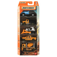 Matchbox: Construction Crew — zestaw 5 samochodzików 1:64 - Mattel