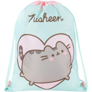 Miętowy worek gimnastyczny Pusheen, worek sportowy 34x43 cm
