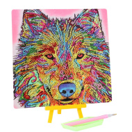Mozaika diamentowa: Zestaw do diamentowego malowania z wilkiem 20x20 cm
