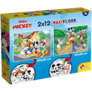 Myszka Miki 2 w 1 2x12-elementowa maxi układanka i kolorowanka - Lisciani