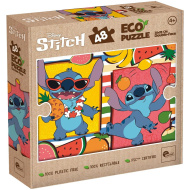 Owocowa przygoda Lilo i Stitch 2 w 1, 48-elementowe ekologiczne mini puzzle i kolorowanka 35x25 cm – Lisciani