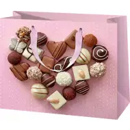 Różowa ekskluzywna torba prezentowa na deser w kształcie serca 26x13x32cm