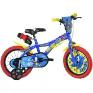 Sonic niebiesko-żółty rowerek dziecięcy w rozmiarze 14 - rower Dino Bikes