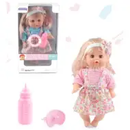 Sweet Baby lalka z blond włosami w letniej sukience, z dźwiękiem i smoczkami w różnych wersjach.