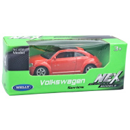 Welly: Nowoczesny czerwony model samochodziku Volkswagen Garbus w skali 1:64