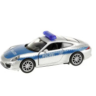Welly: Policyjny metalowy model samochodu Porsche 911, 11 cm